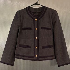 J.Crew Double-Serge Wool Tweed Blazer Celine-esque – Charcoal Gray – Size 6